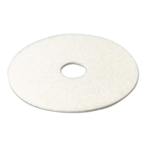 3M Low-Speed Super Polishing Floor Pads 4100, 12" Diameter, White, 5-Carton 4100