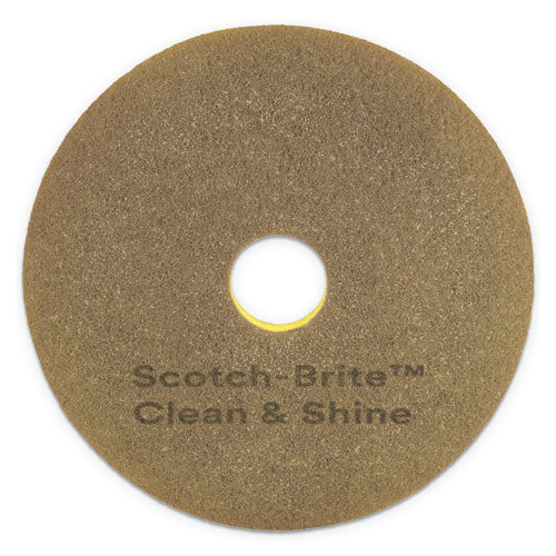 Scotch-Brite Clean and Shine Pad, 20" Diameter, Brown-Yellow, 5-Carton 09541