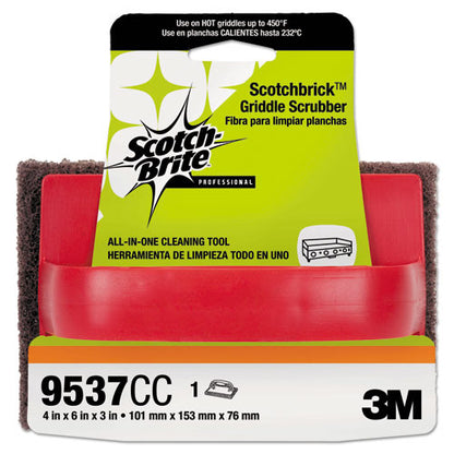 Scotch-Brite Professional Scotchbrick Griddle Scrubber 9537, 4 x 6 x 3, Red-Black, 12-Carton 9537