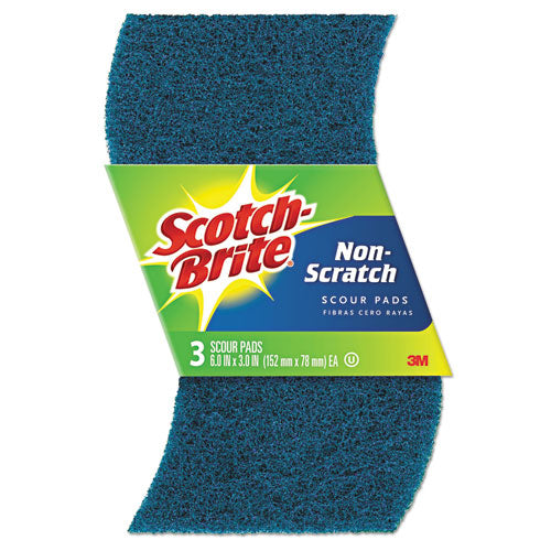 Scotch-Brite Non-Scratch Scour Pads, Size 3 x 6, Blue, 10-Carton 62310