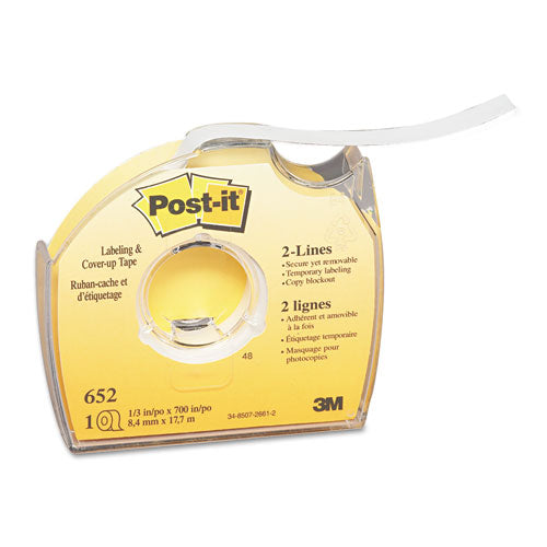 Post-it Labeling and Cover-Up Tape, Non-Refillable, 1-3" x 700" Roll 652
