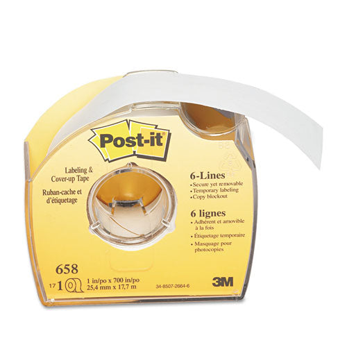 Post-it Labeling and Cover-Up Tape, Non-Refillable, 1" x 700" Roll 658