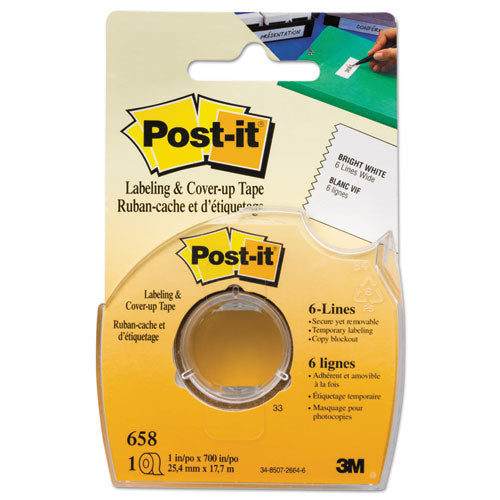 Post-it Labeling and Cover-Up Tape, Non-Refillable, 1" x 700" Roll 658
