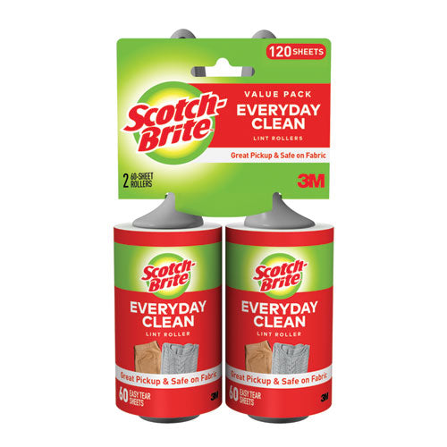 Scotch-Brite Lint Roller, Heavy-Duty Handle, 60 Sheets Roller, 2-Pack 836RS-60TPP