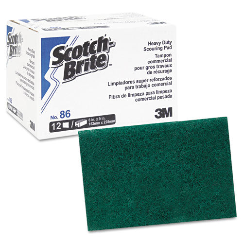 Scotch-Brite Professional Heavy Duty Scouring Pad 86, 6 x 9, Green, 12-Pack, 3 Packs-Carton 86