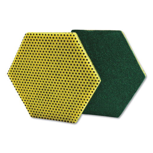 Scotch-Brite Dual Purpose Scour Pad, 5 x 5, Green-Yellow, 15-Carton 96HEX