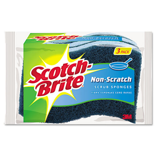Scotch-Brite Non-Scratch Multi-Purpose Scrub Sponge, 4.4 x 2.6, 0.8" Thick, Blue, 3-Pack MP-3-8-D