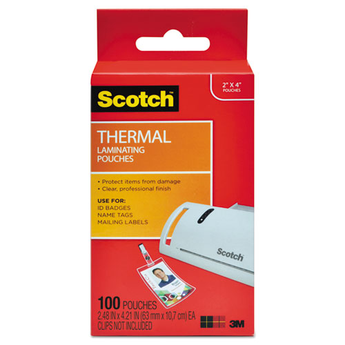 Scotch Laminating Pouches, 5 mil, 2.25" x 4.25", Gloss Clear, 100-Pack TP5852-100