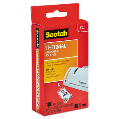 Scotch Laminating Pouches, 5 mil, 2.25" x 4.25", Gloss Clear, 100-Pack TP5852-100