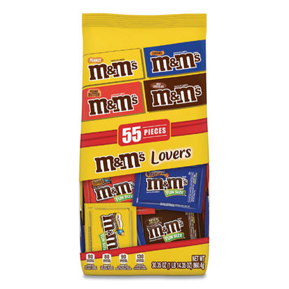 M & M's Fun Size Variety Mix, Caramel, Milk Chocolate, Peanut, Peanut Butter Flavors, 30.35 oz Bag, 55 Packs-Bag 10040000560255