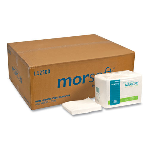 Morcon Tissue Morsoft 1-4 Fold Lunch Napkins, 1 Ply, 11.8" x 11.8", White, 6,000-Carton L12500