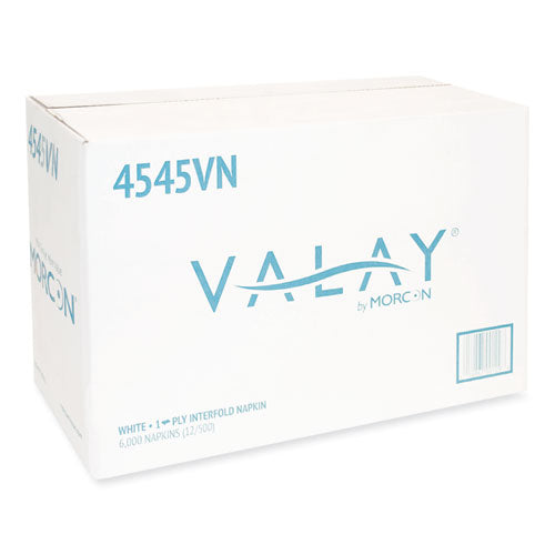 Morcon Tissue Valay Interfolded Napkins, 1-Ply, White, 6.5 x 8.25, 6,000-Carton 4545VN