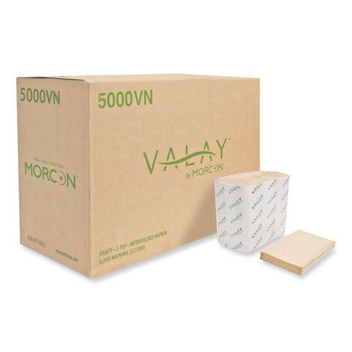 Morcon Tissue Valay Interfolded Napkins, 2-Ply, 6.5 x 8.25, Kraft, 6,000-Carton 5000VN