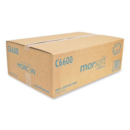 Morcon Tissue Morsoft Center-Pull Roll Towels, 7.5" dia., White, 600 Sheets-Roll, 6 Rolls-Carton C6600