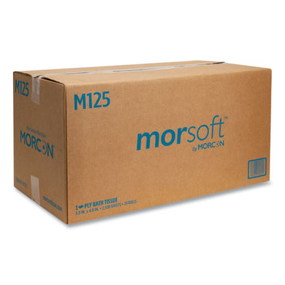 Morcon Tissue Small Core Bath Tissue, Septic Safe, 1-Ply, White, 2500 Sheets-Roll, 24 Rolls-Carton M125