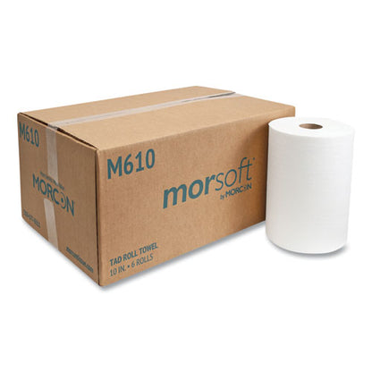 Morcon Tissue 10 Inch TAD Roll Towels, 1-Ply, 10" x 500 ft, White, 6 Rolls-Carton M610
