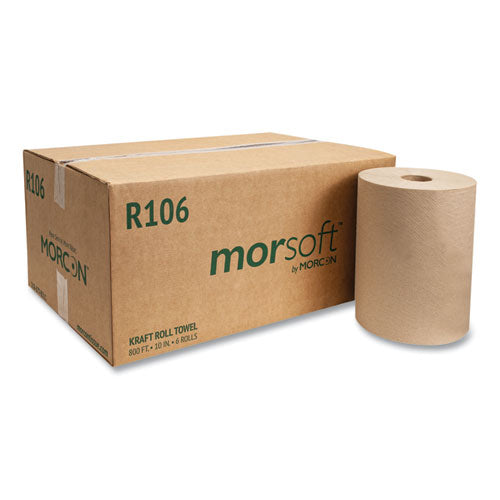 Morcon Tissue 10 Inch Roll Towels, 1-Ply, 10" x 800 ft, Kraft, 6 Rolls-Carton R106