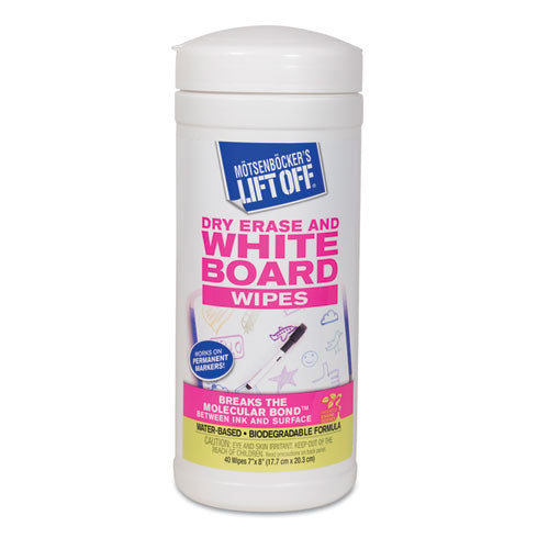 Motsenbocker's Lift-Off Dry Erase Cleaner Wipes, 7 x 12, 40-Canister 42703