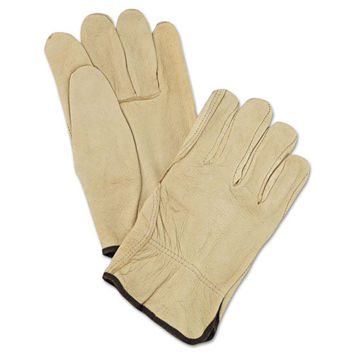 MCR Safety Unlined Pigskin Driver Gloves, Cream, Large, 12 Pairs 3400L