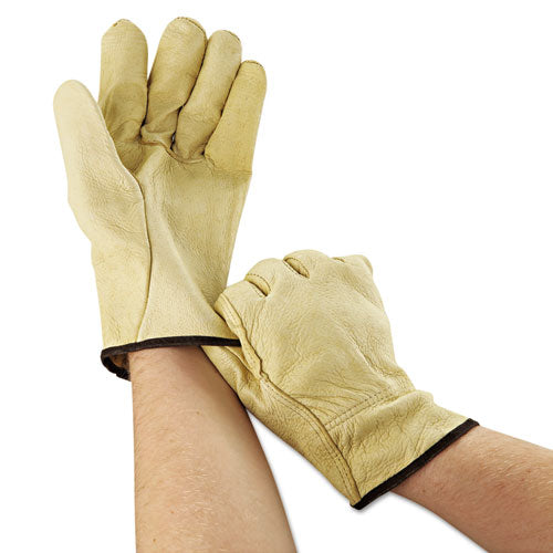 MCR Safety Unlined Pigskin Driver Gloves, Cream, Large, 12 Pairs 3400L