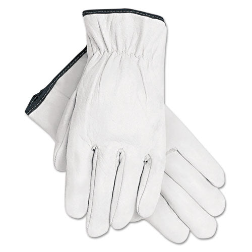 MCR Safety Grain Goatskin Driver Gloves, White, X-Large, 12 Pairs 3601XL