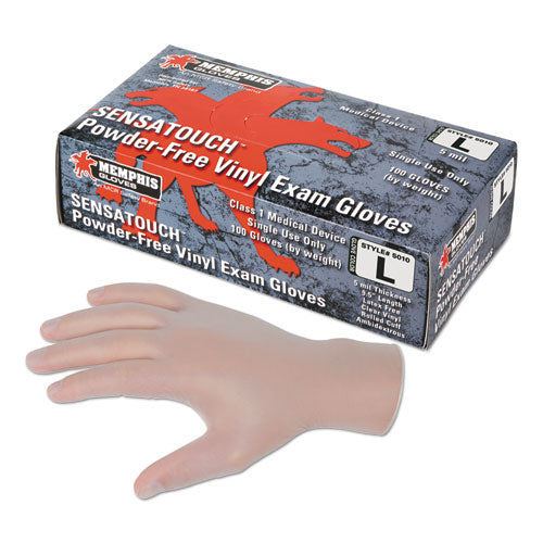 MCR Safety Sensatouch Clear Vinyl Disposable Medical Grade Gloves, Medium, 100-BX, 10 BX-CT 5010M