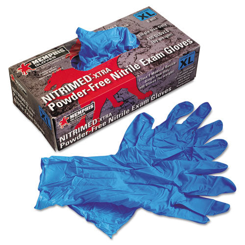 MCR Safety Nitri-Med Disposable Nitrile Gloves, Blue, X-Large, 100-Box 6012XL