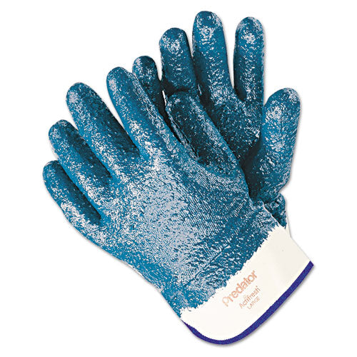 MCR Safety Predator Premium Nitrile-Coated Gloves, Blue-White, Large, 12 Pairs 9761R