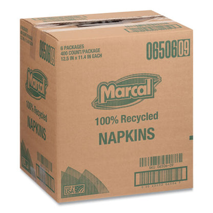 Marcal 100% Recycled Luncheon Napkins, 11.4 x 12.5, White, 400-Pack, 6PK-CT 6506