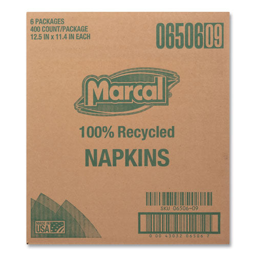Marcal 100% Recycled Luncheon Napkins, 11.4 x 12.5, White, 400-Pack, 6PK-CT 6506