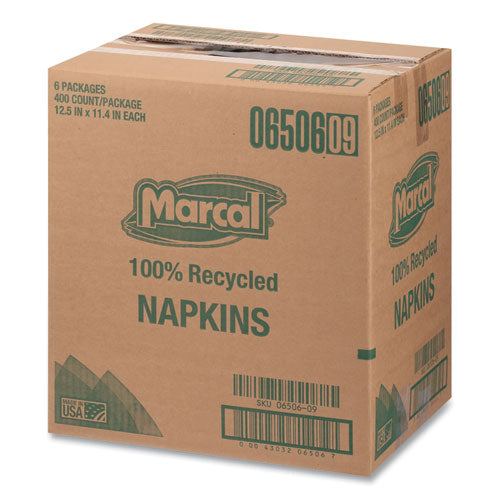 Marcal 100% Recycled Luncheon Napkins, 11.4 x 12.5, White, 400-Pack, 6PK-CT 6506