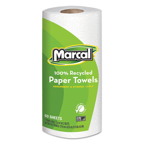Marcal 100% Recycled Roll Paper Towels 2 Ply 60 Sheets (15 Rolls) 6709