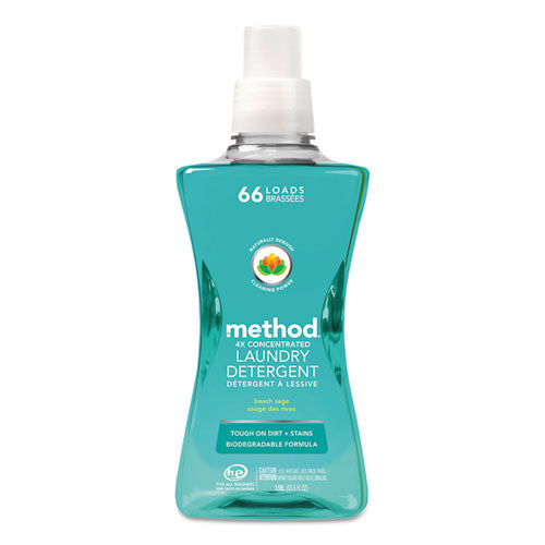 Method 4X Concentrated Laundry Detergent, Beach Sage, 53.5 oz Bottle, 4-Carton 01489