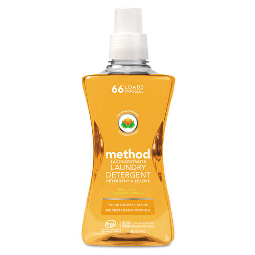 Method 4X Concentrated Laundry Detergent, Ginger Mango, 53.5 oz Bottle, 4-Carton 01490