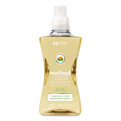 Method 4X Concentrated Laundry Detergent, Free and Clear, 53.5 oz Bottle, 4-Carton 01491