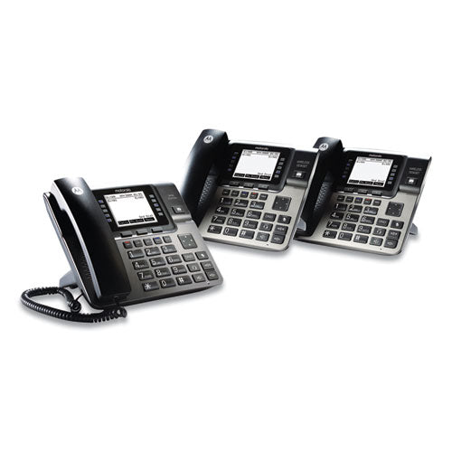 Motorola 1-4 Line Wireless Phone System Bundle, 2 Additional Deskphones ML1002D
