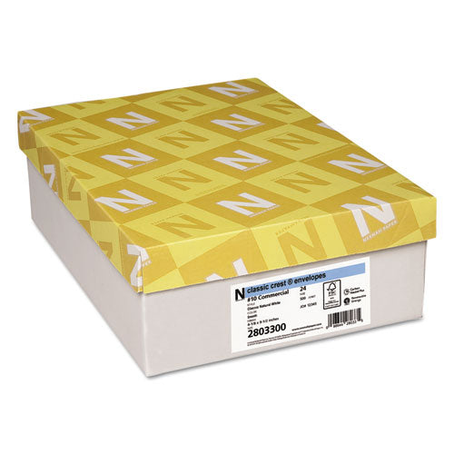 Neenah Paper CLASSIC CREST #10 Envelope, Commercial Flap, Gummed Closure, 4.13 x 9.5, Classic Natural White, 500-Box 2803300