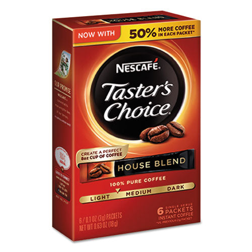 Nescafe Taster's Choice House Blend Instant Coffee, 0.1oz Stick, 6-Box, 12Box-Carton 32486