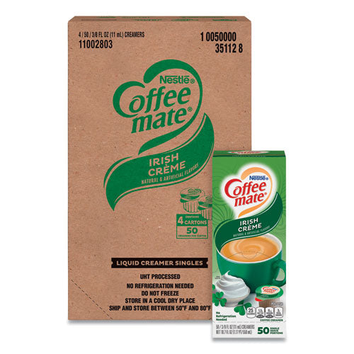 Coffee mate Liquid Coffee Creamer, Irish Creme, 0.38 oz Mini Cups, 50-Box, 4 Boxes-Carton, 200 Total-Carton 35112CT