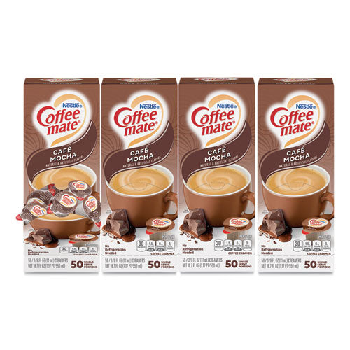 Coffee mate Liquid Coffee Creamer, Cafe Mocha, 0.38 oz Mini Cups, 50-Box, 4 Boxes-Carton, 200 Total-Carton 35115CT