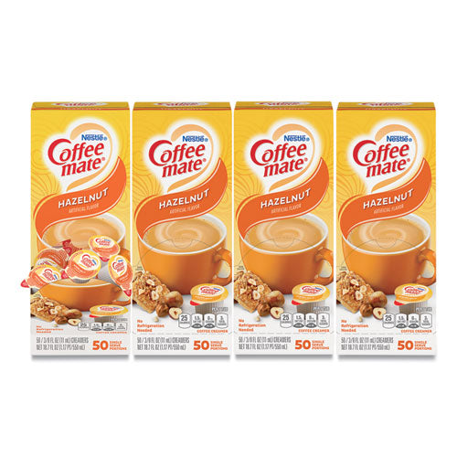 Coffee mate Liquid Coffee Creamer, Hazelnut, 0.38 oz Mini Cups, 50-Box, 4 Boxes-Carton, 200 Total-Carton NES 35180