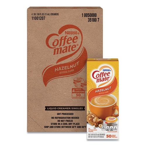 Coffee mate Liquid Coffee Creamer, Hazelnut, 0.38 oz Mini Cups, 50-Box, 4 Boxes-Carton, 200 Total-Carton NES 35180
