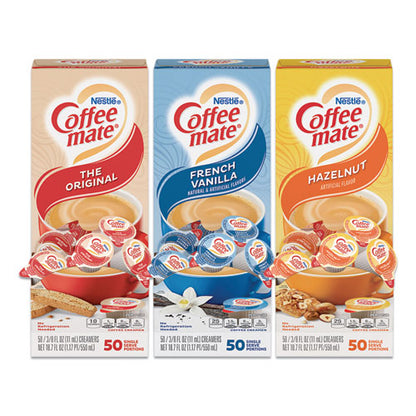 Coffee mate Liquid Coffee Creamer, French Vanilla-Hazelnut-Original, 0.38 oz Mini Cups, 150 Cups-Carton 46193CT