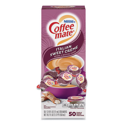 Coffee mate Liquid Coffee Creamer, Italian Sweet Creme, 0.38 oz Mini Cups, 50-Box 5000084652