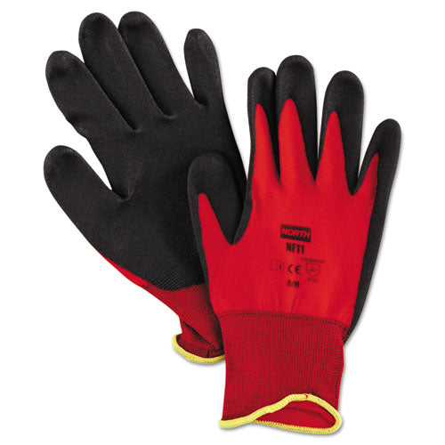 North Safety NorthFlex Red Foamed PVC Palm Coated Gloves, Medium, Dozen NF11-8M