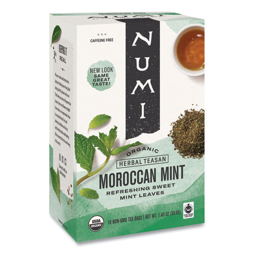 Numi Organic Teas and Teasans, 1.4 oz, Moroccan Mint, 18-Box 10104
