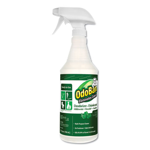 OdoBan RTU Odor Eliminator and Disinfectant,  Eucalyptus Scent, 32 oz Spray Bottle 910062-QC12
