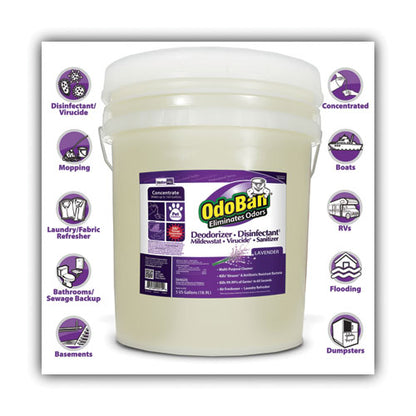 OdoBan Concentrated Odor Eliminator and Disinfectant, Lavender Scent, 5 gal Pail 911162-5G