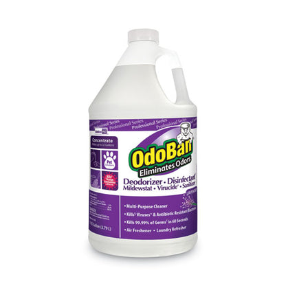 OdoBan Concentrate Odor Eliminator and Disinfectant, Lavender Scent, 1 gal Bottle, 4-Carton 911162-G4