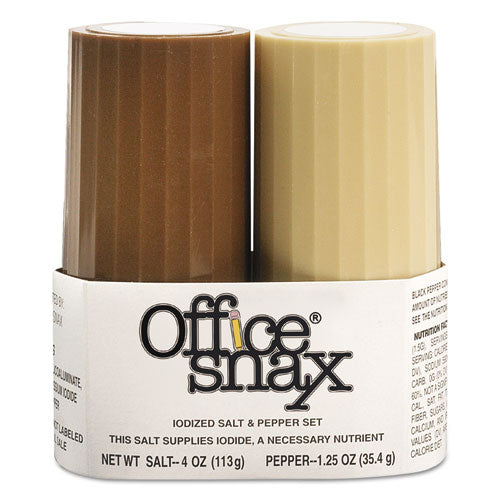 Office Snax Condiment Set, 4 oz Salt, 1.5 oz Pepper, Two-Shaker Set 00057